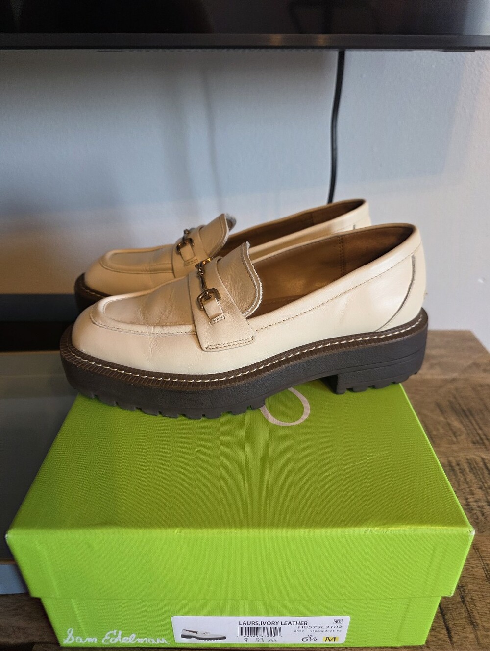 Sam Edelman Laurs Ivory Leather Platform Bit Loafer